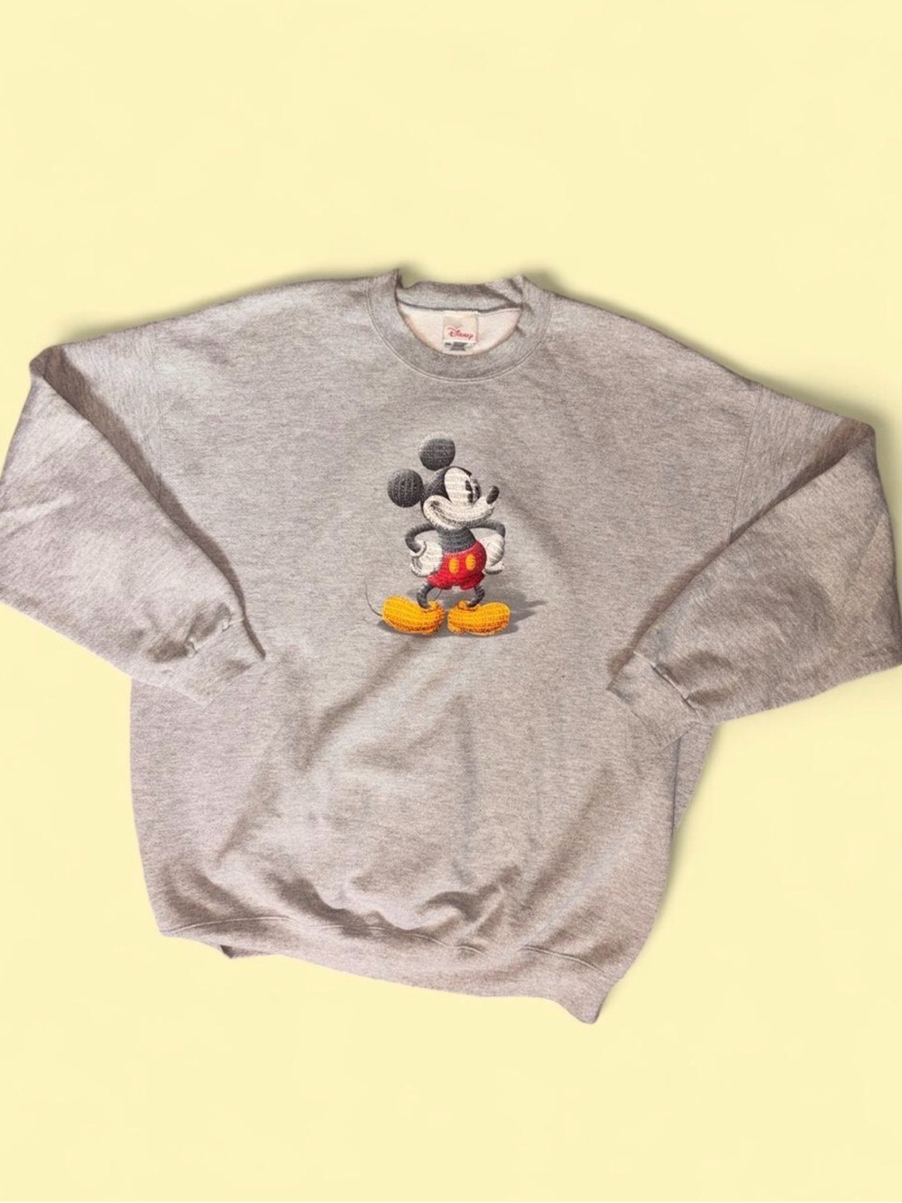 Vintage Disney Mickey Mouse Embroidered Graphic Sweatshirt Gray XXL Y2K